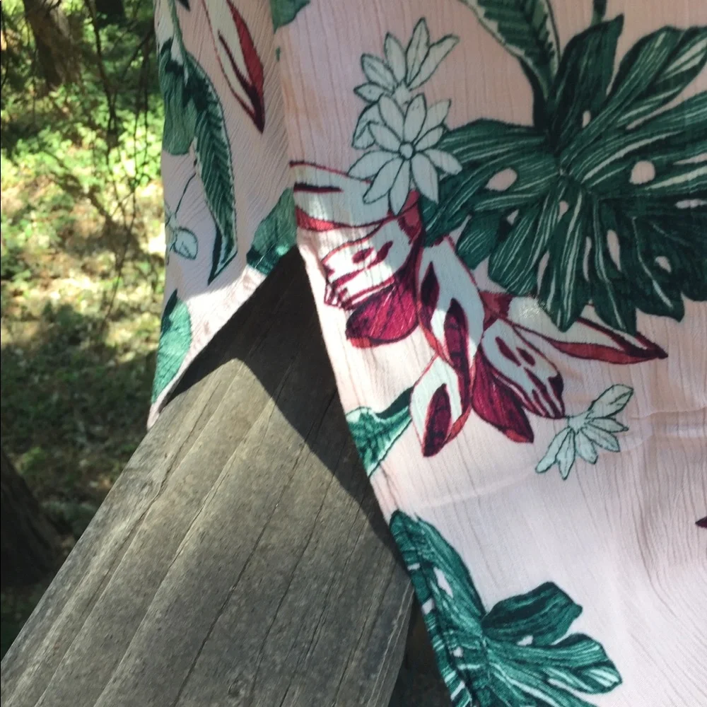 Marina Hawaii strappy tropical print green floral  pastel vintage slip dress - Picture 5 of 8